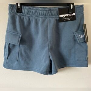 Women’s Large Sugar Kiss Cotton Knit Pull On Cargo Shorts NWT